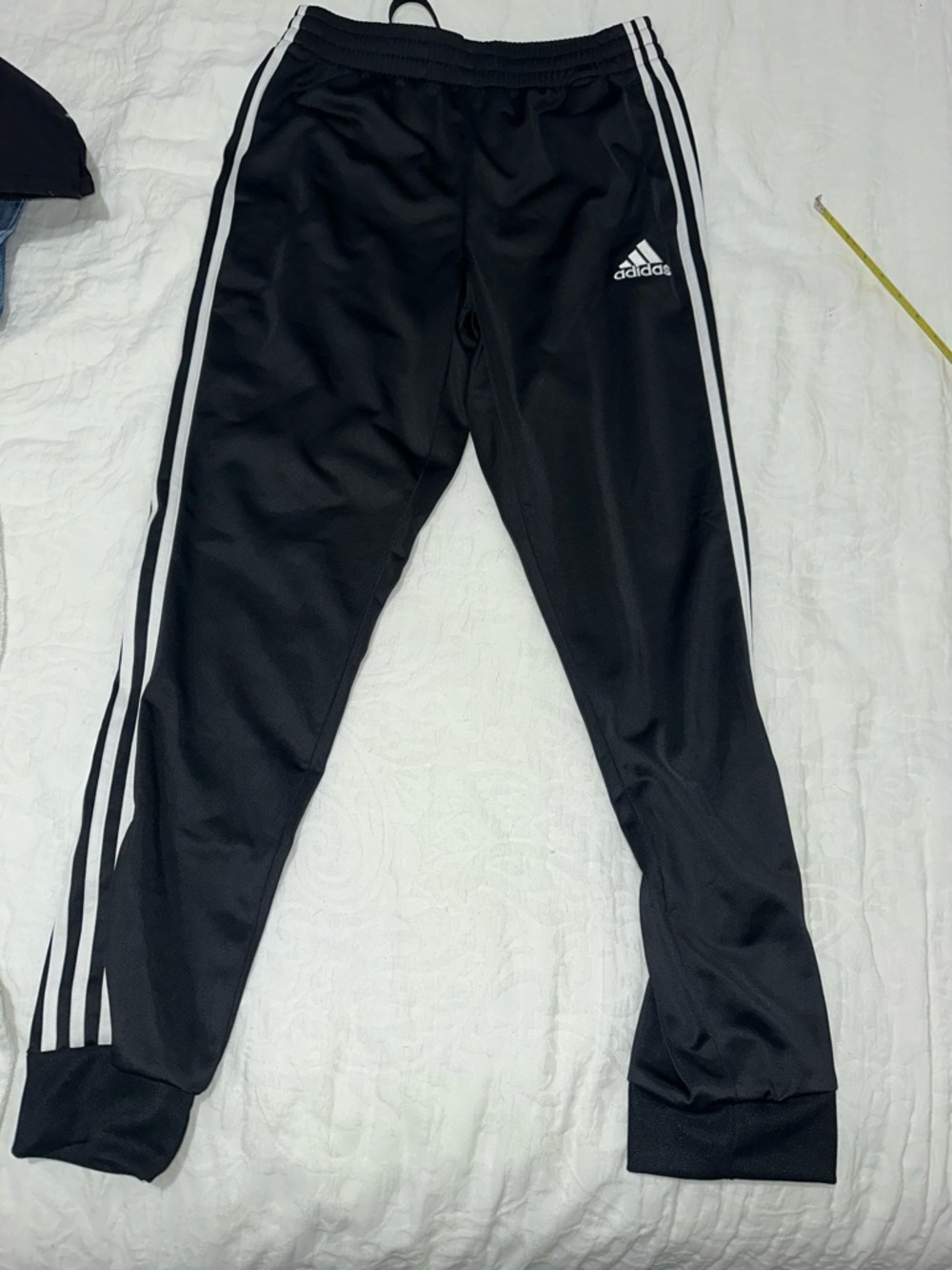 adidas Black Joggers with White Side Stripes